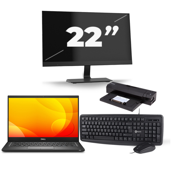 Dell Latitude 7390 - Intel Core i5-8e Generatie - 13 inch - Touch - 16GB RAM - 512GB SSD - Windows 10 Home + 1x 22 inch Monitor