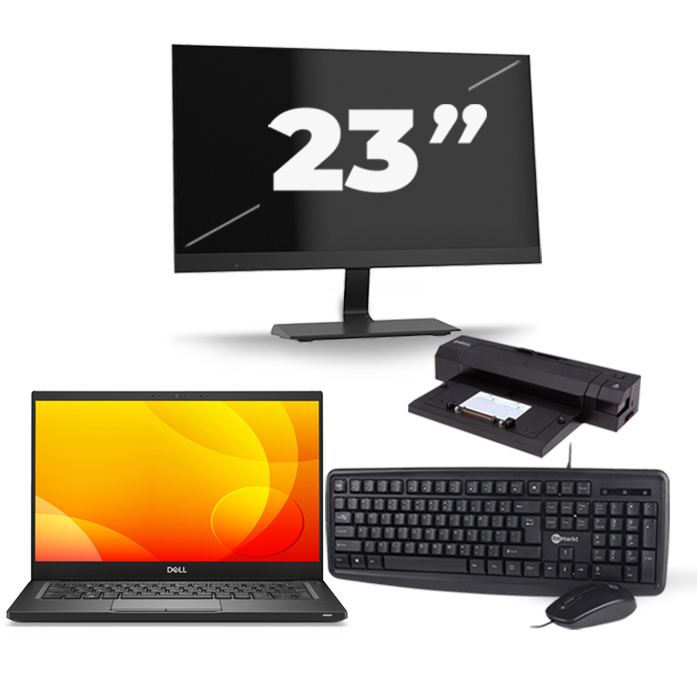 Dell Latitude 7390 - Intel Core i5-8e Generatie - 13 inch - Touch - 16GB RAM - 512GB SSD - Windows 10 Home + 1x 23 inch Monitor