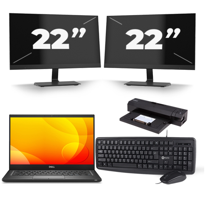 Dell Latitude 7390 - Intel Core i5-8e Generatie - 13 inch - Touch - 16GB RAM - 512GB SSD - Windows 10 Home + 2x 22 inch Monitor