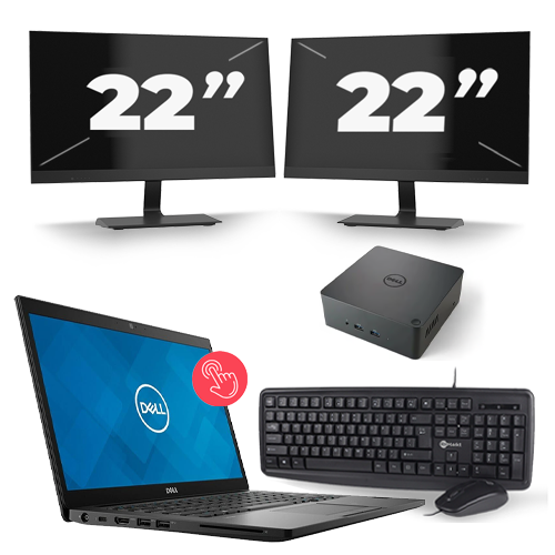 Dell Latitude 7490 - Intel Core i7-8e Generatie - 14 inch - Touch - 16GB RAM - 512GB SSD - Windows 11 + 2x 22 inch Monitor
