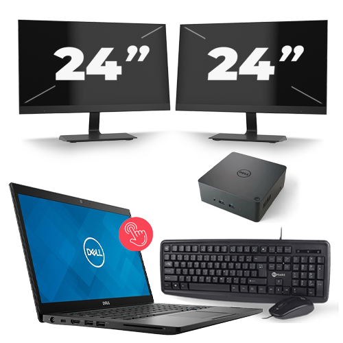 Dell Latitude 7490 - Intel Core i7-8e Generatie - 14 inch - Touch - 16GB RAM - 512GB SSD - Windows 11 + 2x 24 inch Monitor