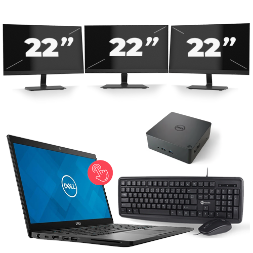 Dell Latitude 7490 - Intel Core i7-8e Generatie - 14 inch - Touch - 16GB RAM - 512GB SSD - Windows 11 + 3x 22 inch Monitor