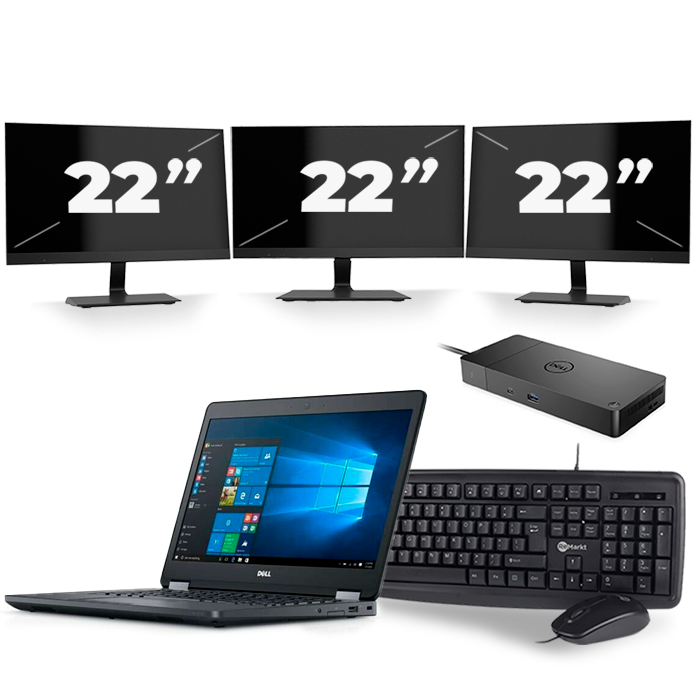 Dell Latitude E5470 - Intel Core i5-6e Generatie - 14 inch - 8GB RAM - 256GB SSD - Windows 11 + 3x 22 inch Monitor