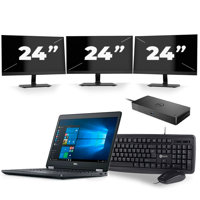 Dell Latitude E5470 - Intel Core i5-6e Generatie - 14 inch - 8GB RAM - 256GB SSD - Windows 11 + 3x 24 inch Monitor