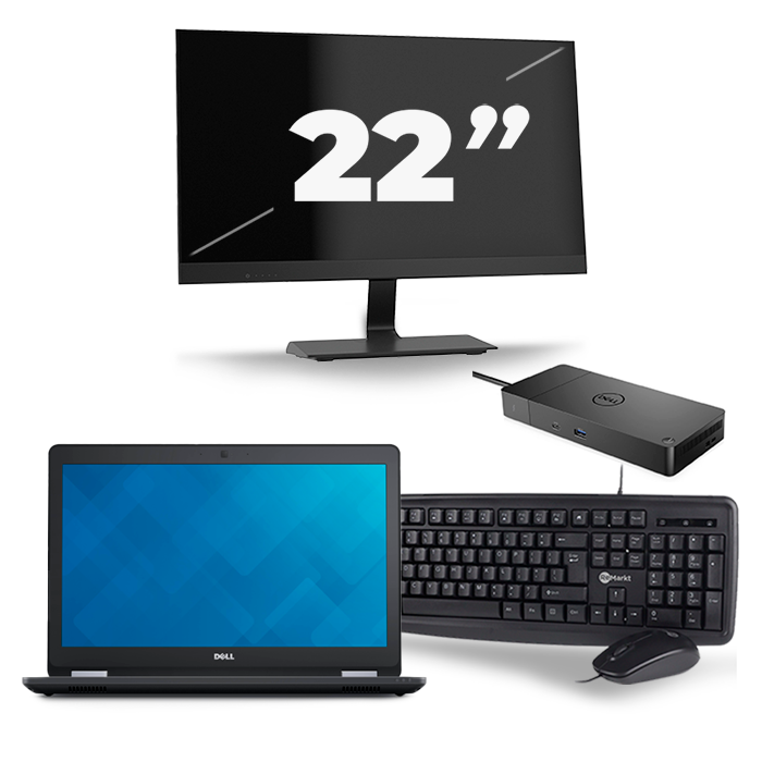 Dell Latitude E5570 - Intel Core i5-6e Generatie - 15 inch - 8GB RAM - 256GB SSD - Windows 11 + 1x 22 inch Monitor