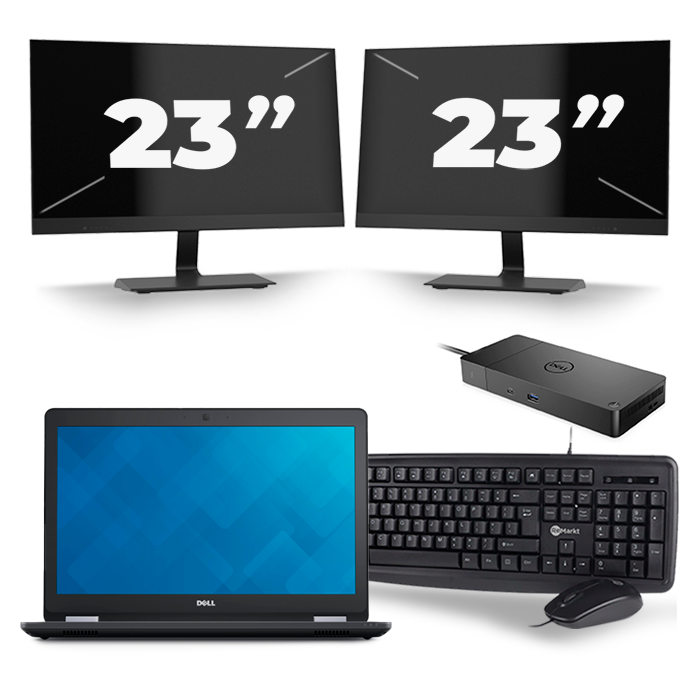 Dell Latitude E5570 - Intel Core i5-6e Generatie - 15 inch - 8GB RAM - 256GB SSD - Windows 11 + 2x 23 inch Monitor
