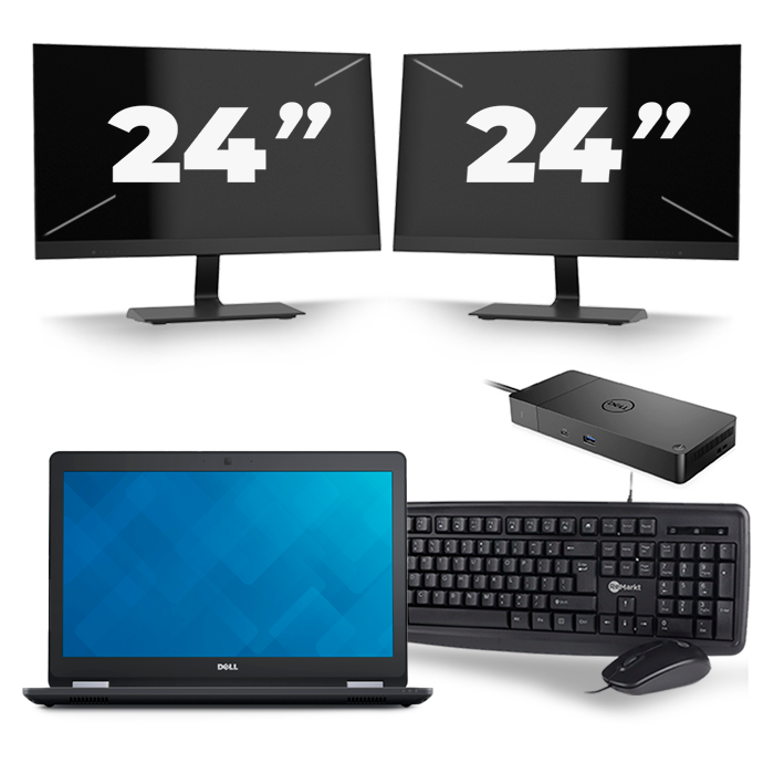 Dell Latitude E5570 - Intel Core i5-6e Generatie - 15 inch - 8GB RAM - 256GB SSD - Windows 11 + 2x 24 inch Monitor