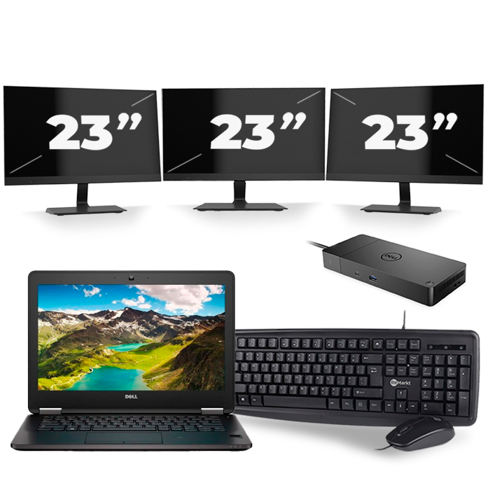 Dell Latitude E7270 - Intel Core i7-6e Generatie - 12 inch - 16GB RAM - 512GB SSD - Windows 11 + 3x 23 inch Monitor