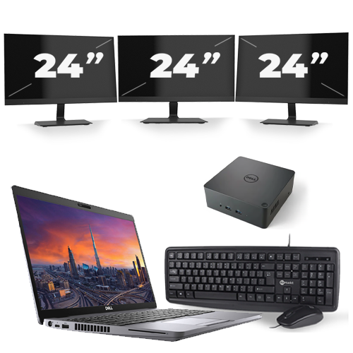 Dell Precision 3550 - Intel Core i7-10e Generatie - 15 inch - 16GB RAM - 512GB SSD - Windows 11 + 3x 24 inch Monitor