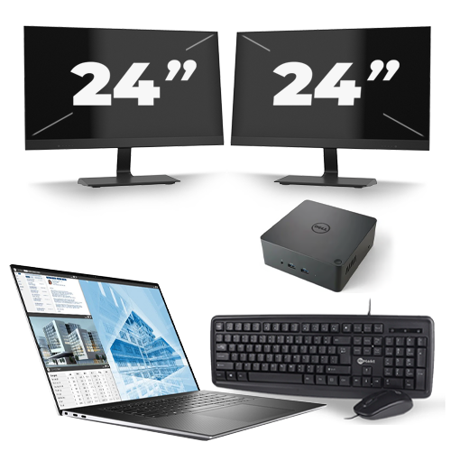 Dell Precision 5550 - Intel Core i7-10e Generatie - 15 inch - 16GB RAM - 512GB SSD - Windows 11 + 2x 24 inch Monitor