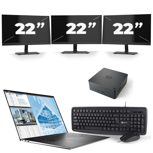 Dell Precision 5550 - Intel Core i7-10e Generatie - 15 inch - 16GB RAM - 512GB SSD - Windows 11 + 3x 22 inch Monitor