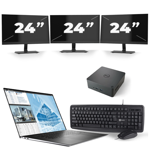 Dell Precision 5550 - Intel Core i7-10e Generatie - 15 inch - 16GB RAM - 512GB SSD - Windows 11 + 3x 24 inch Monitor