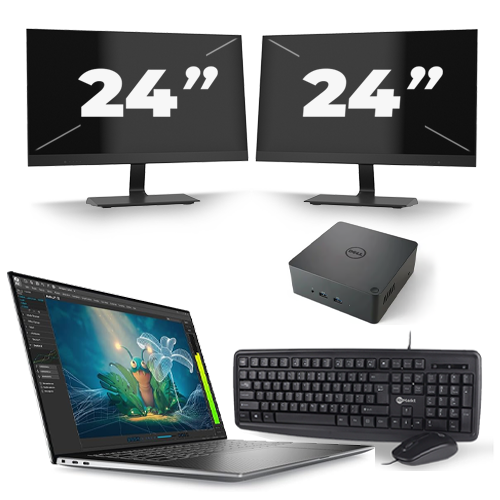 Dell Precision 5570 - Intel Core i7-12e Generatie - 15 inch - 16GB RAM - 512GB SSD - Windows 11 Home + 2x 24 inch Monitor