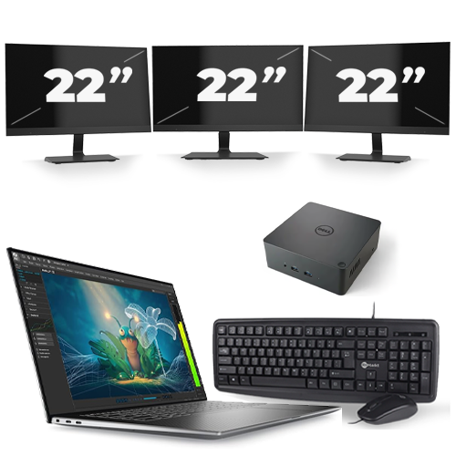 Dell Precision 5570 - Intel Core i7-12e Generatie - 15 inch - 16GB RAM - 512GB SSD - Windows 11 Home + 3x 22 inch Monitor