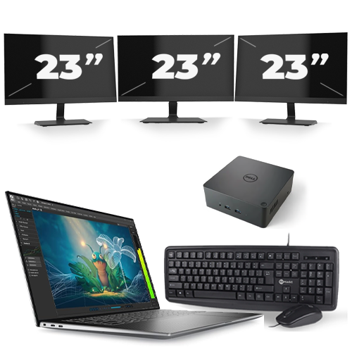 Dell Precision 5570 - Intel Core i7-12e Generatie - 15 inch - 16GB RAM - 512GB SSD - Windows 11 Home + 3x 23 inch Monitor
