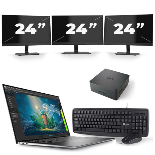 Dell Precision 5570 - Intel Core i7-12e Generatie - 15 inch - 16GB RAM - 512GB SSD - Windows 11 Home + 3x 24 inch Monitor