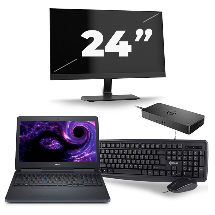 Dell Precision 7510 - Intel Core i5-6e Generatie - 15 inch - 8GB RAM - 512GB SSD - Windows 11 + 1x 24 inch Monitor