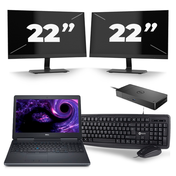 Dell Precision 7510 - Intel Core i5-6e Generatie - 15 inch - 8GB RAM - 512GB SSD - Windows 11 + 2x 22 inch Monitor