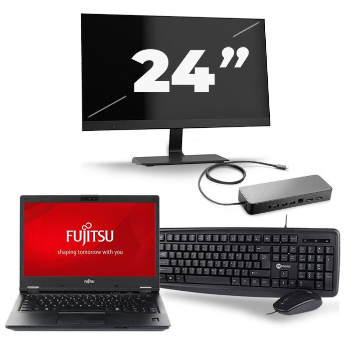 Fujitsu LifeBook E548 - Intel Core i3-7e Generatie - 14 inch - 8GB RAM - 256GB SSD - Windows 11 + 1x 24 inch Monitor