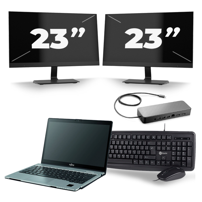 Fujitsu LifeBook S938 - Intel Core i7-8e Generatie - 13 inch - 16GB RAM - 512GB SSD - Windows 11 + 2x 23 inch Monitor