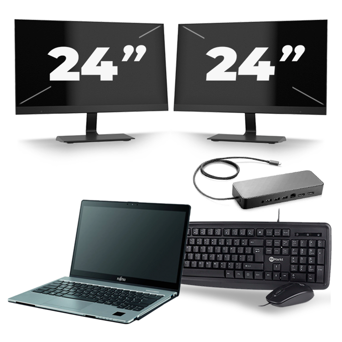 Fujitsu LifeBook S938 - Intel Core i7-8e Generatie - 13 inch - 16GB RAM - 512GB SSD - Windows 11 + 2x 24 inch Monitor