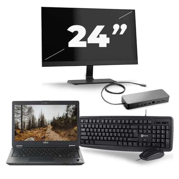 Fujitsu LifeBook U727 - Intel Core i5-6e Generatie - 12 inch - 8GB RAM - 256GB SSD - Windows 11 + 1x 24 inch Monitor