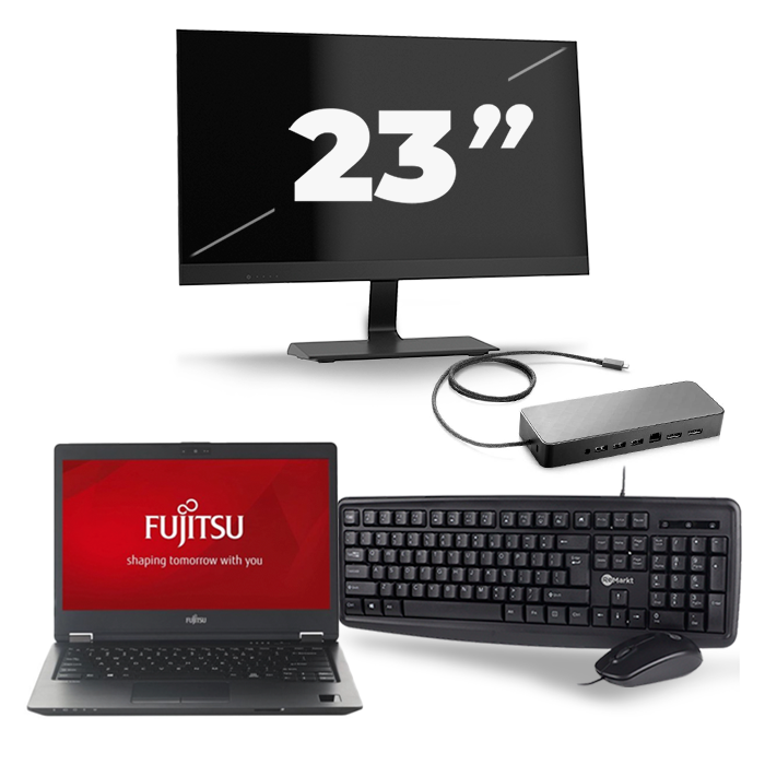 Fujitsu LifeBook U728 - Intel Core i5-8e Generatie - 12 inch - 16GB RAM - 512GB SSD - Windows 11 + 1x 23 inch Monitor