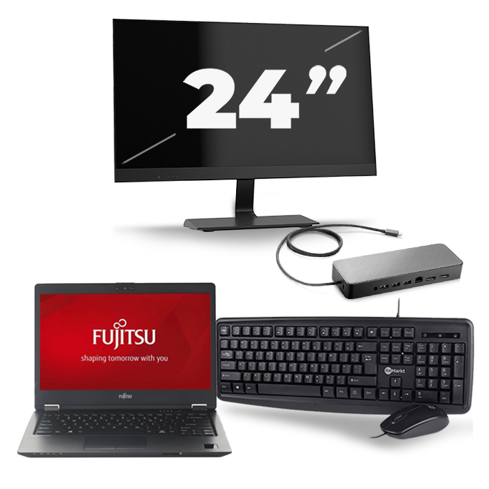 Fujitsu LifeBook U728 - Intel Core i5-8e Generatie - 12 inch - 16GB RAM - 512GB SSD - Windows 11 + 1x 24 inch Monitor