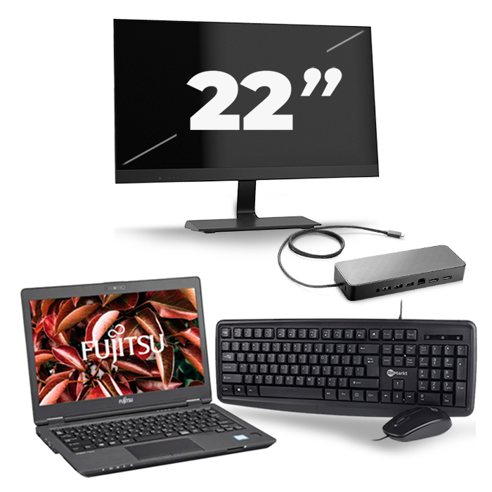 Fujitsu LifeBook U729 - Intel Core i5-8e Generatie - 12 inch - 16GB RAM - 512GB SSD - Windows 11 + 1x 22 inch Monitor