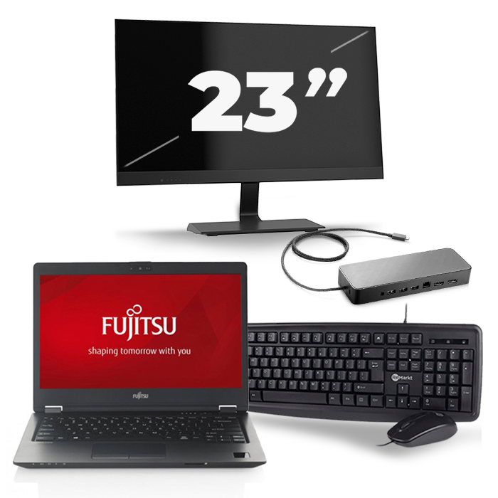 Fujitsu LifeBook U747 - Intel Core i5-6e Generatie - 14 inch - 8GB RAM - 256GB SSD - Windows 11 + 1x 23 inch Monitor