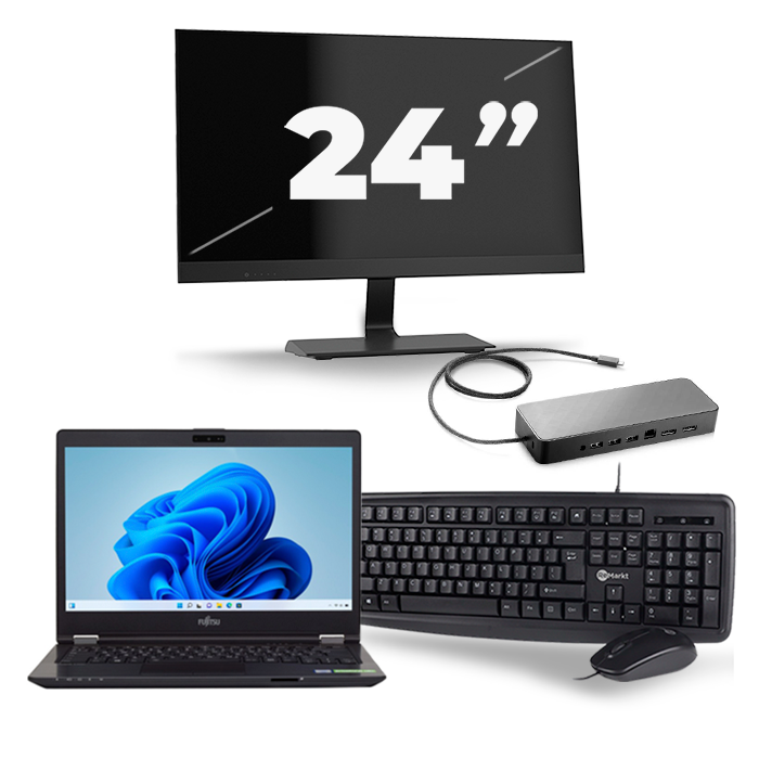 Fujitsu LifeBook U749 - Intel Core i5-8e Generatie - 14 inch - 16GB RAM - 512GB SSD - Windows 11 + 1x 24 inch Monitor