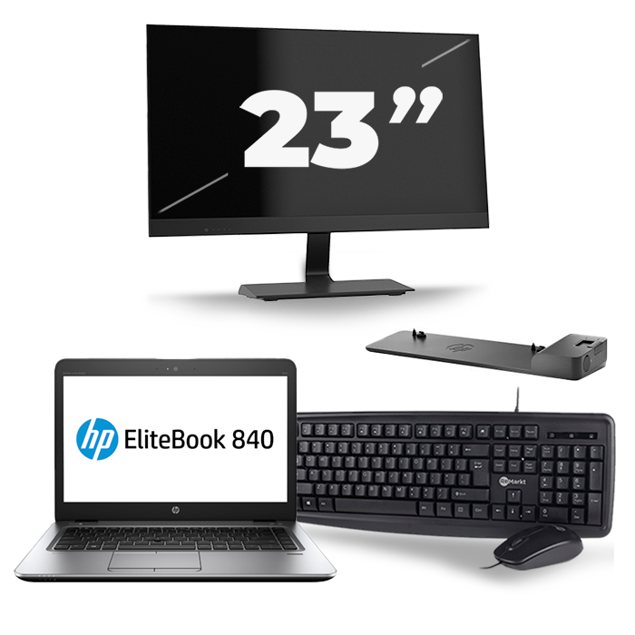 HP EliteBook 840 G4 - Intel Core i5-7e Generatie - 14 inch - 8GB RAM - 256GB SSD - Windows 11 + 1x 23 inch Monitor