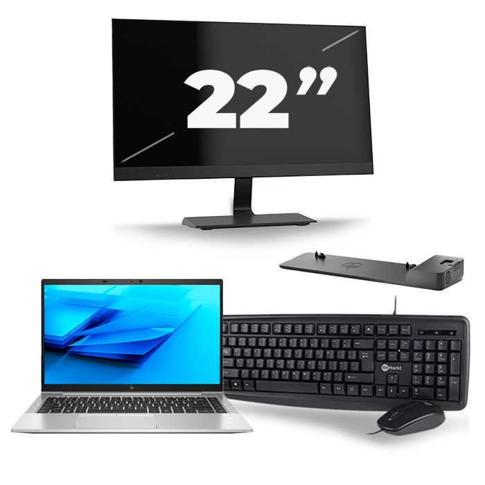 HP EliteBook 840 G7 - Intel Core i7-10e Generatie - 14 inch - 16GB RAM - 512GB SSD - Windows 11 + 1x 22 inch Monitor