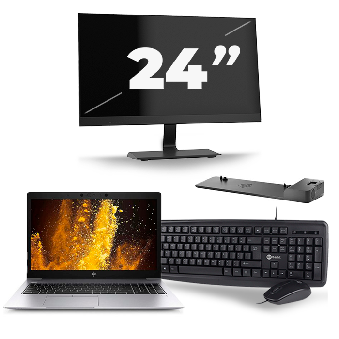 HP EliteBook 850 G6 - Intel Core i5-8e Generatie - 15 inch - 16GB RAM - 512GB SSD - Windows 11 + 1x 24 inch Monitor