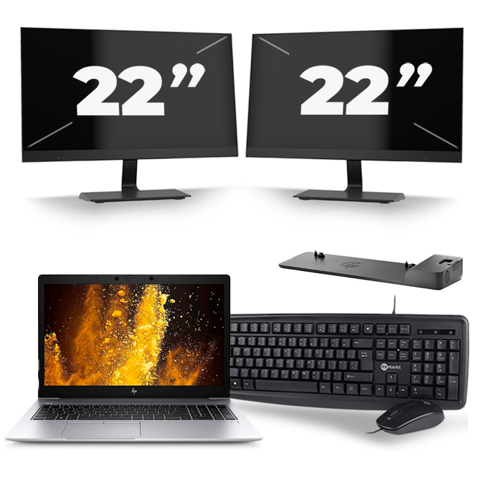 HP EliteBook 850 G6 - Intel Core i5-8e Generatie - 15 inch - 16GB RAM - 512GB SSD - Windows 11 + 2x 22 inch Monitor