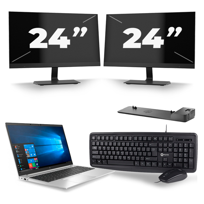 HP EliteBook 850 G7 - Intel Core i7-10e Generatie - 15 inch - 16GB RAM - 512GB SSD - Windows 11 + 2x 24 inch Monitor