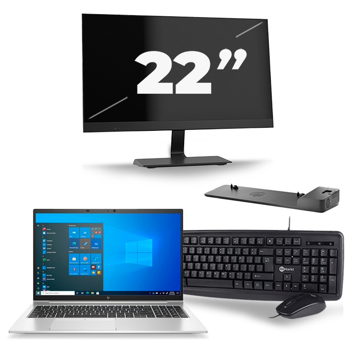 HP EliteBook 850 G8 - Intel Core i5-11e Generatie - 15 inch - 16GB RAM - 512GB SSD - Windows 11 + 1x 22 inch Monitor