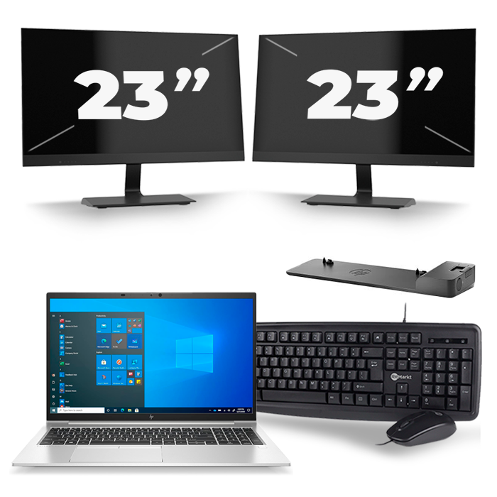 HP EliteBook 850 G8 - Intel Core i5-11e Generatie - 15 inch - 16GB RAM - 512GB SSD - Windows 11 + 2x 23 inch Monitor