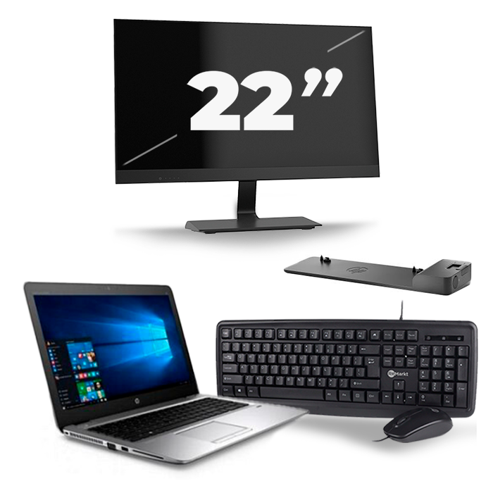 HP mt43 Mobile Thin Client - AMD A8-9600B - 14 inch - 8GB RAM - 256GB SSD - Windows 11 + 1x 22 inch Monitor