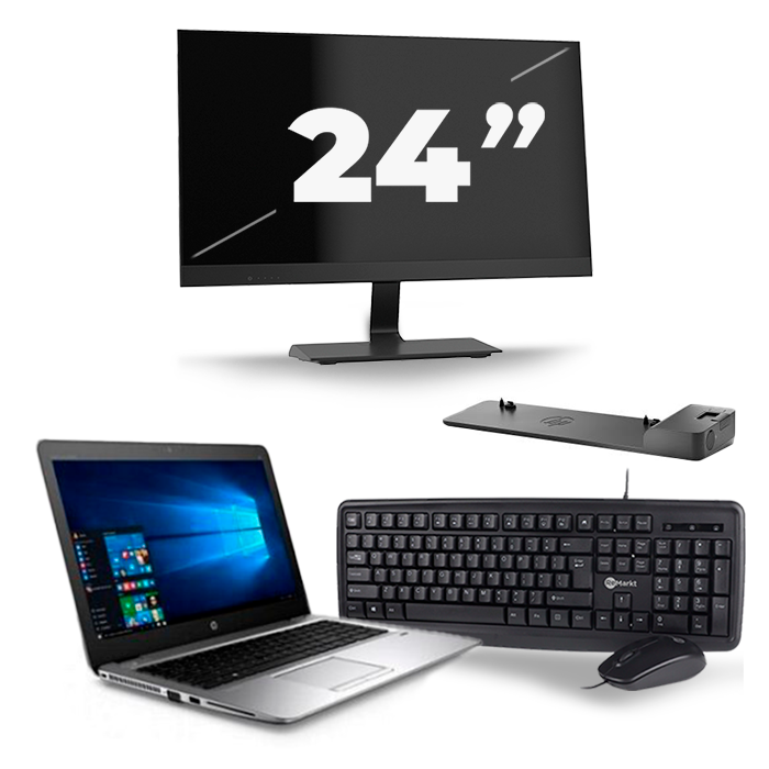 HP mt43 Mobile Thin Client - AMD A8-9600B - 14 inch - 8GB RAM - 256GB SSD - Windows 11 + 1x 24 inch Monitor