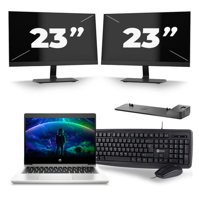 HP ProBook 430 G6 - Intel Core i5-8e Generatie - 13 inch - 16GB RAM - 512GB SSD - Windows 11 + 2x 23 inch Monitor