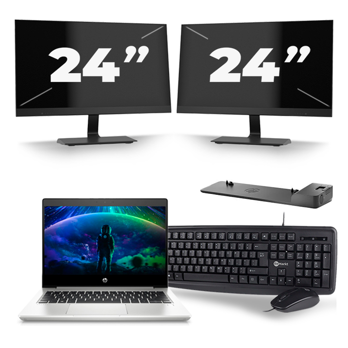 HP ProBook 430 G6 - Intel Core i5-8e Generatie - 13 inch - 16GB RAM - 512GB SSD - Windows 11 + 2x 24 inch Monitor
