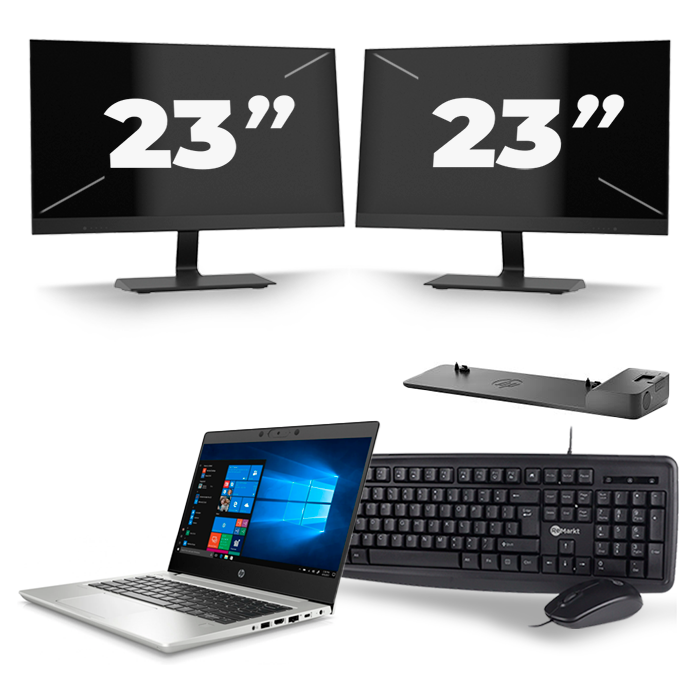 HP ProBook 430 G7 - Intel Core i5-10e Generatie - 13 inch - 16GB RAM - 512GB SSD - Windows 11 + 2x 23 inch Monitor
