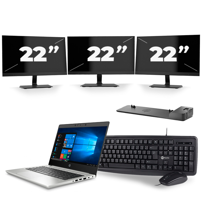 HP ProBook 430 G7 - Intel Core i5-10e Generatie - 13 inch - 16GB RAM - 512GB SSD - Windows 11 + 3x 22 inch Monitor