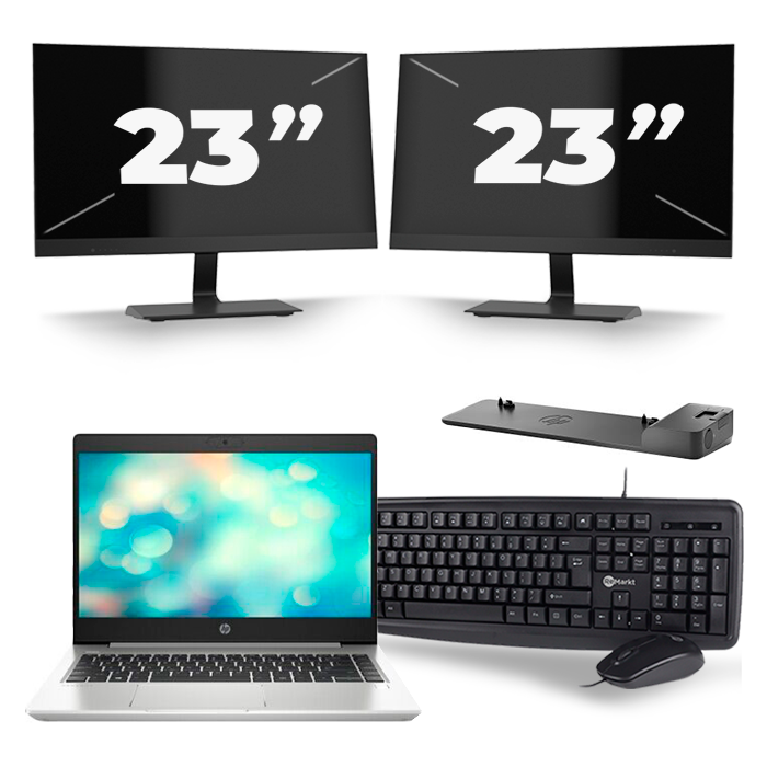 HP ProBook 440 G7 - Intel Core i7-10e Generatie - 14 inch - 8GB RAM - 512GB SSD - Windows 11 + 2x 23 inch Monitor