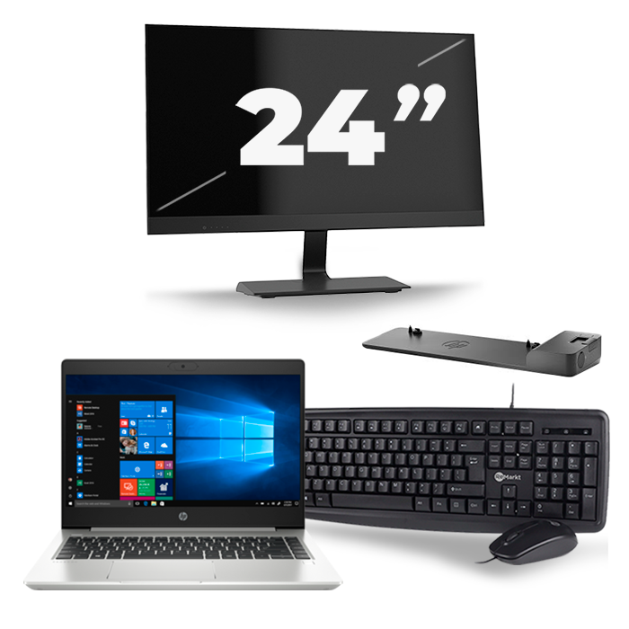 HP ProBook 445 G7 - AMD Ryzen 7 4700U - 14 inch - 16GB RAM - 512GB SSD - Windows 11 Home + 1x 24 inch Monitor