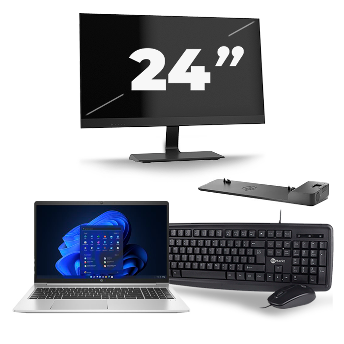 HP Probook 450 G8 - Intel Core i5-11e Generatie - 15 inch - 16GB RAM - 512GB SSD - Windows 11 + 1x 24 inch Monitor
