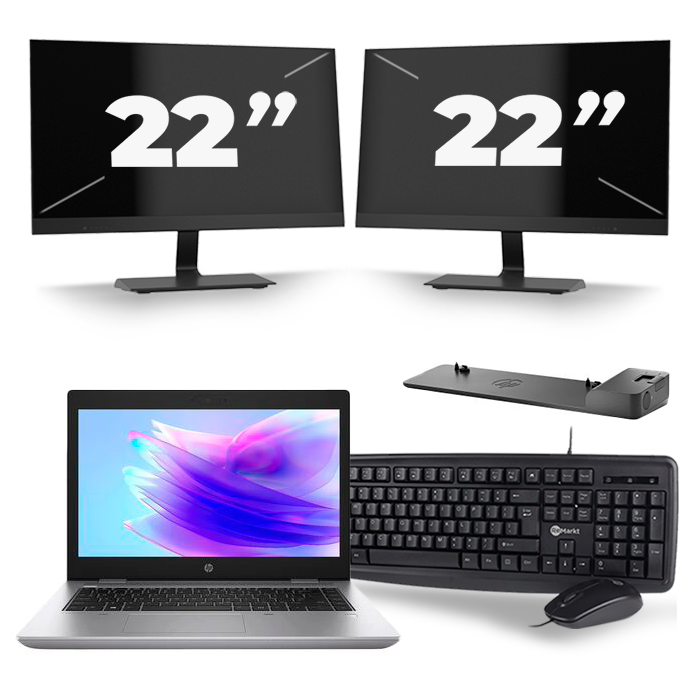 HP ProBook 640 G5 - Intel Core i5-8e Generatie - 14 inch - 16GB RAM - 512GB SSD - Windows 11 + 2x 22 inch Monitor