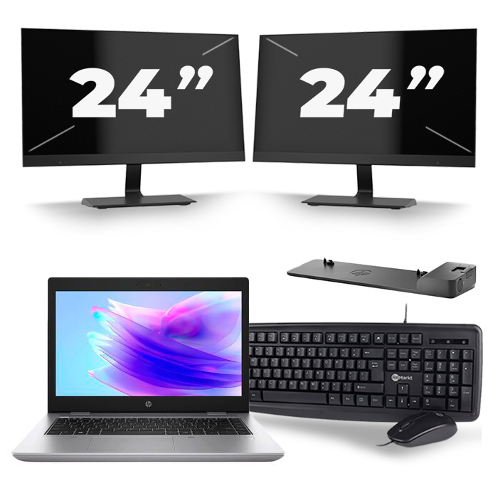 HP ProBook 640 G5 - Intel Core i5-8e Generatie - 14 inch - 16GB RAM - 512GB SSD - Windows 11 + 2x 24 inch Monitor