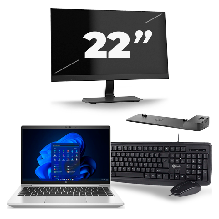 HP ProBook 640 G8 - Intel Core i5-11e Generatie - 14 inch - 16GB RAM - 512GB SSD - Windows 11 + 1x 22 inch Monitor
